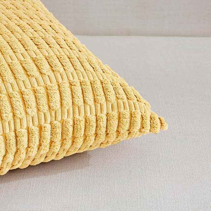 Fancy Homi 4 Packs Yellow Euro Decorative Throw Pillow Covers 26x26 Inch - Image 4