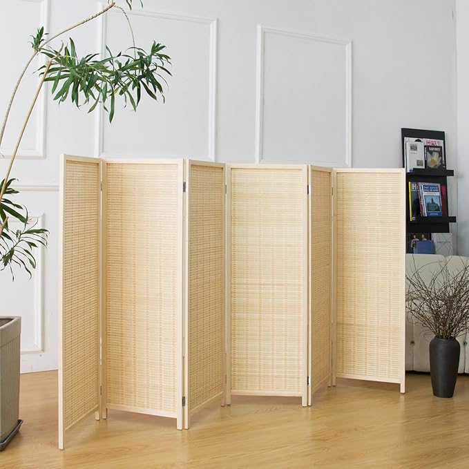 Furnnylane 6 Panel Short Room Divider Screen, Small Bamboo Panel Divider - Image 4