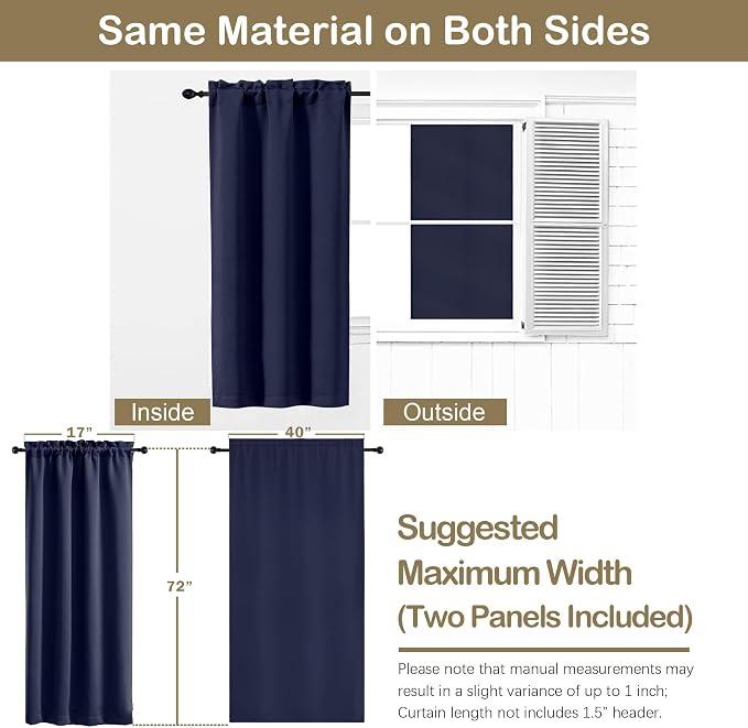 OVZME Navy Blue Blackout Curtains - Image 2
