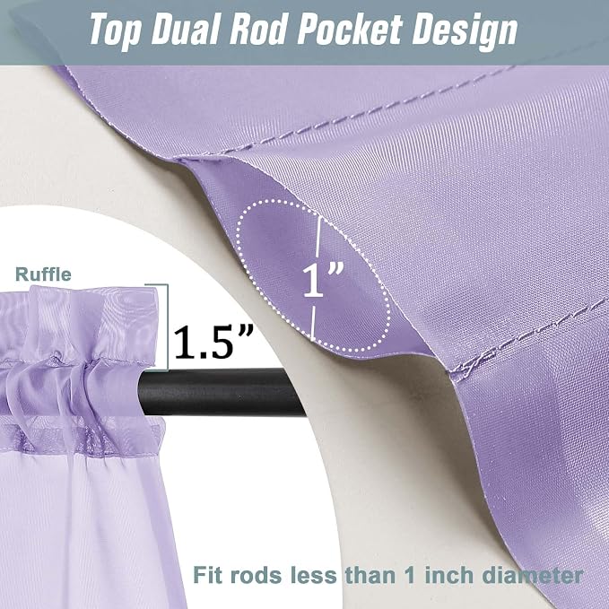 Window Sheer Curtains 45 Inches Length, Voile Short Curtains - Image 3