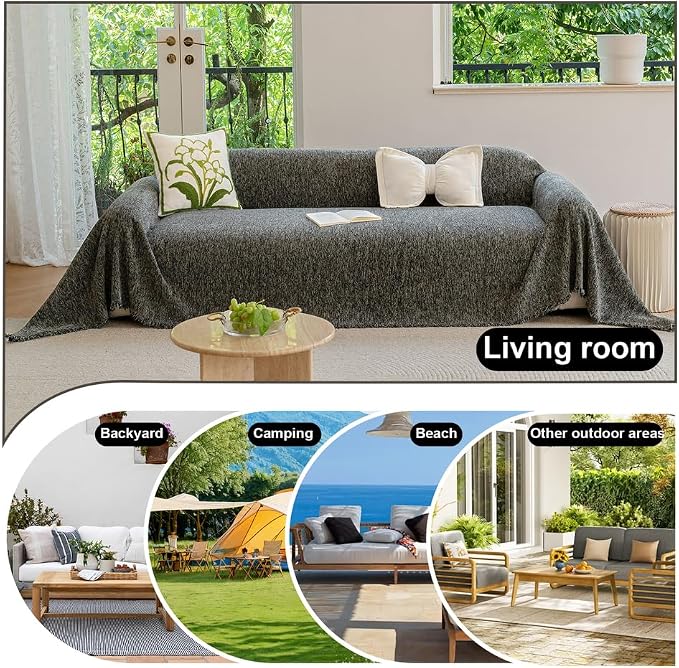ROOMLIFE Gray Couch Cover Boho Sofa Covers - Image 5