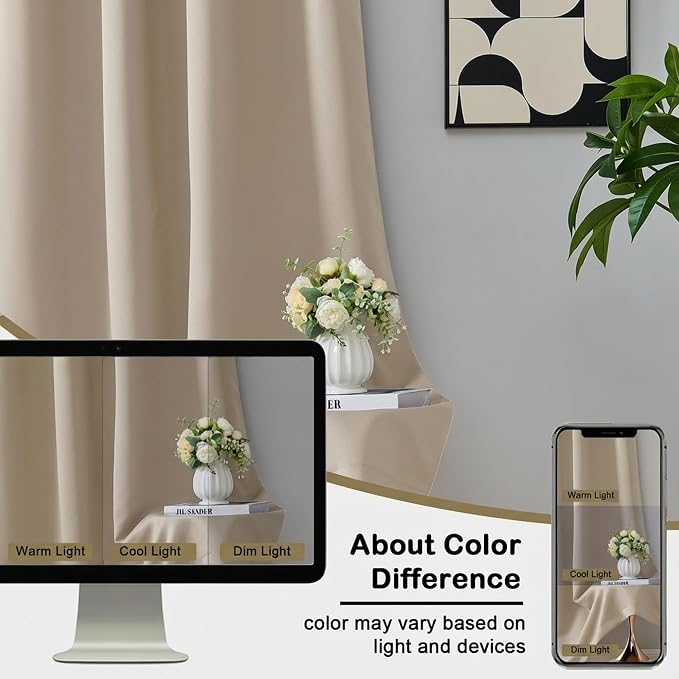 OVZME Blackout Curtains for Bedroom 54 Inches Long 2 Panels, Modern Window - Image 7