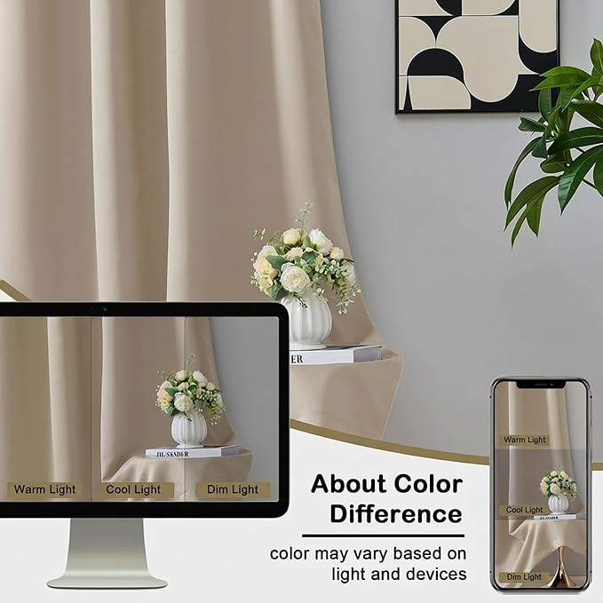 OVZME Short Blackout Curtains for Bedroom 45 Inches Long 2 Panels Set, Solid - Image 7
