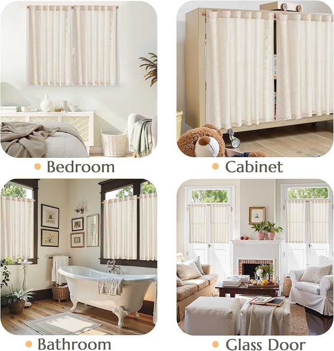 jinchan Small Window Curtains 54 Inch Length Linen Cafe Curtains - Image 9
