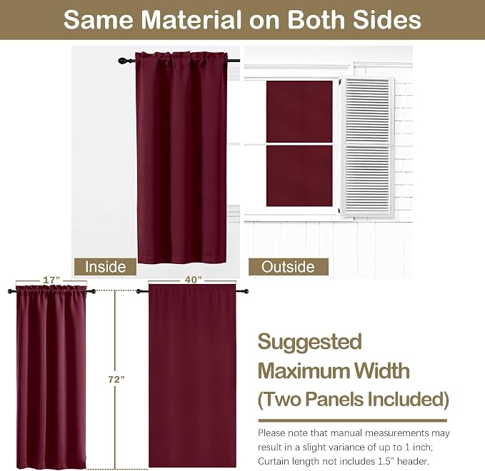 OVZME Christmas Burgundy Blackout Curtains - Image 2