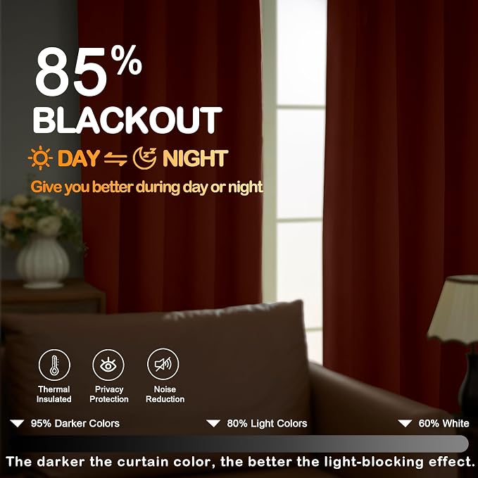 OVZME Terracotta Blackout Curtains - Image 5
