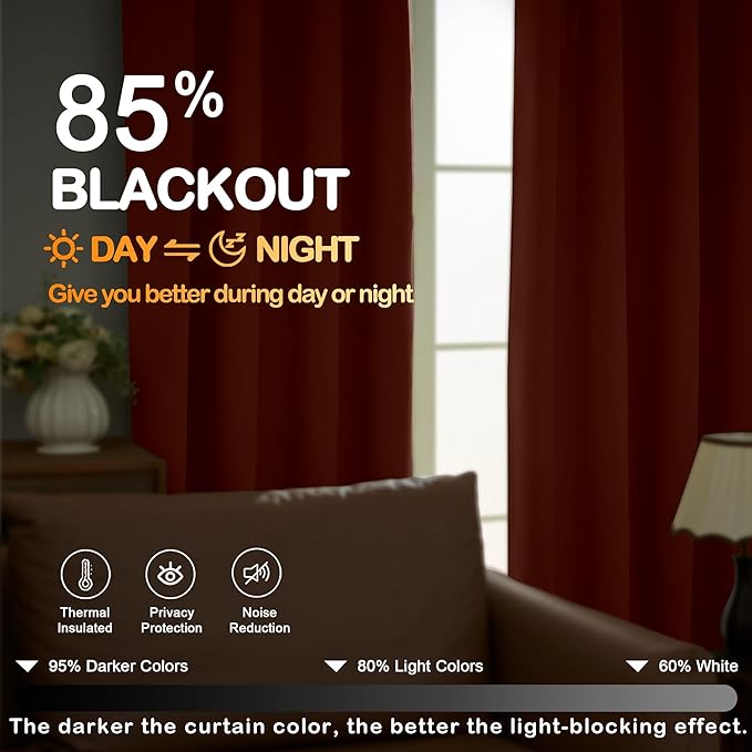 OVZME Terracotta Blackout Curtains - Image 5