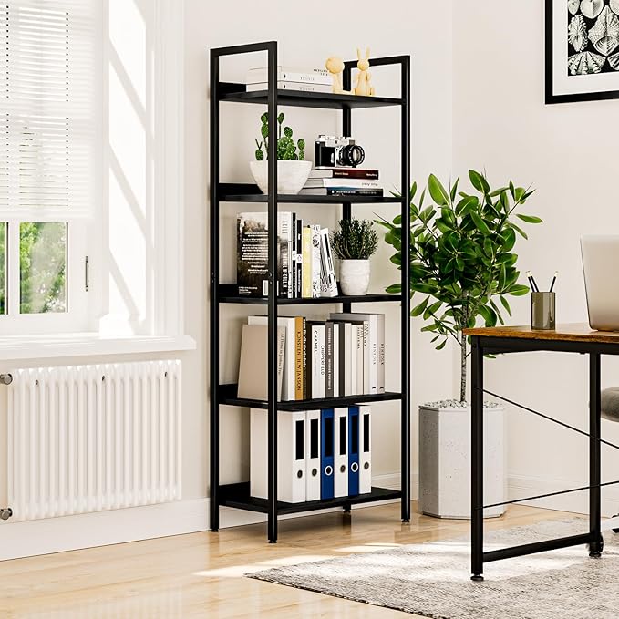 NUMENN Bookshelf, 5 Tier Bookshelves, Home Office Bookcase Shelf Storage - Image 4