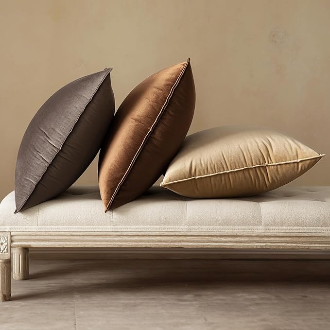 MIULEE Brown Velvet Throw Pillow Covers 18x18 Soft Decorative Solid Square - Image 5