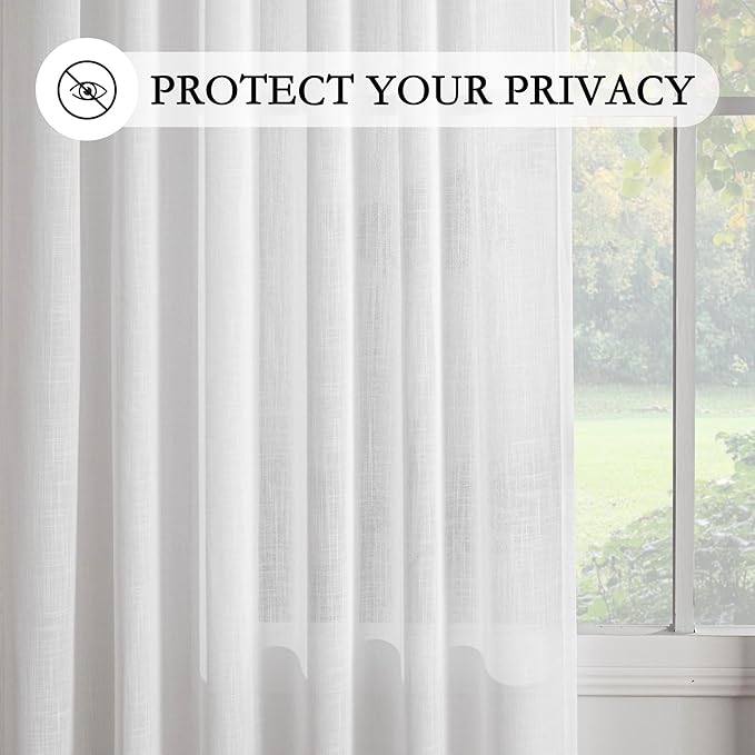 MYSKY HOME Short Curtains for Bedroom Small Windows, Light Filtering Sheer - Image 6