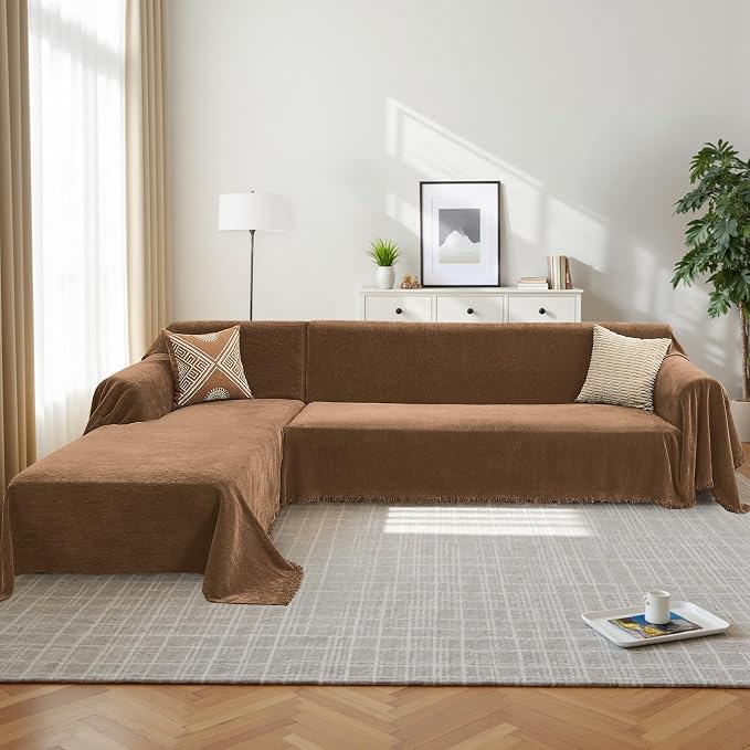CAPALOCA Sectional Couch Covers, 2 Pieces Chenille Sofa Cover L Shaped Couch - Image 7