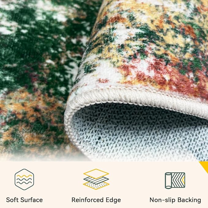 Washable Area Rugs 2'x6' Non-Slip Modern Abstract Soft - Image 4