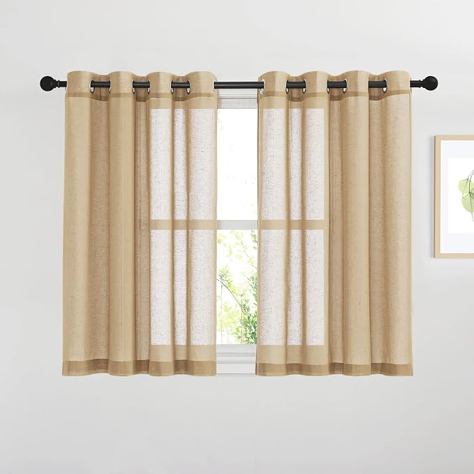 NICETOWN Linen Curtains 45 inch Length by NICETOWN