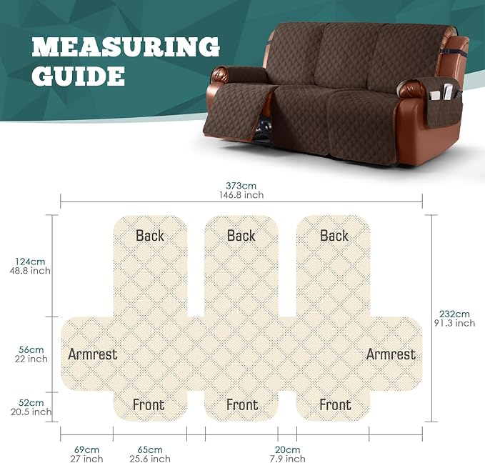 Ruaozz Waterproof Recliner Sofa Covers, 1-Piece Couch Covers - Image 2