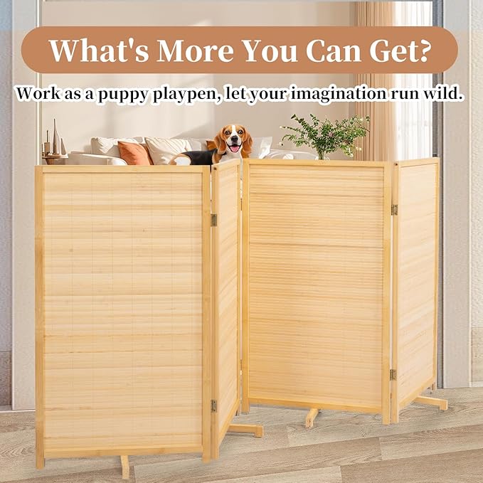 Room Divider Folding Privacy Screens, Hand-Made 67'' High Bamboo Room Dividers - Image 6
