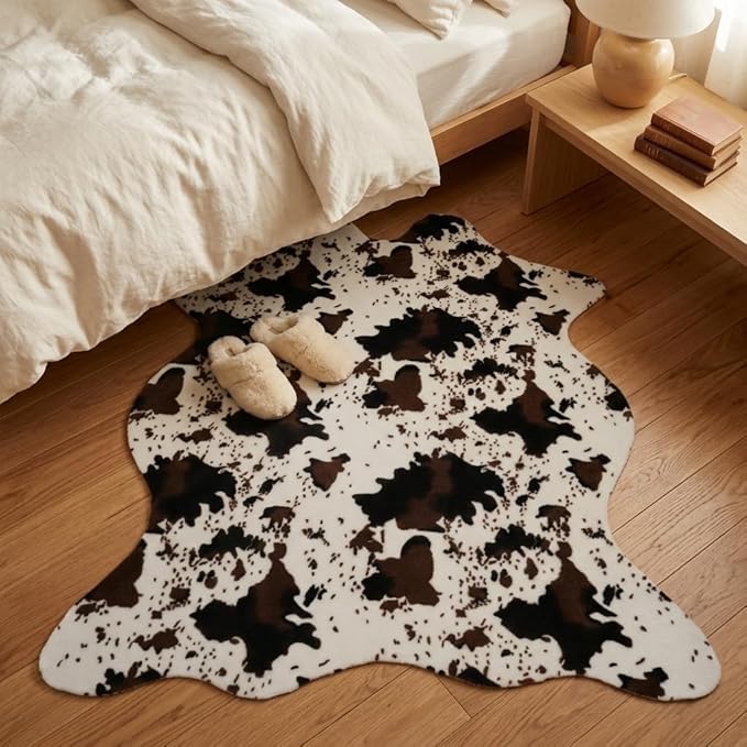 MustMat Brown Faux Cowhide Rug Western Cowboy Cow Print Fur Skin Area Carpet - Image 6