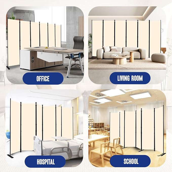 Room Divider and Folding Privacy Screens 6 Panel 132'' Wide Room Partitions - Image 6