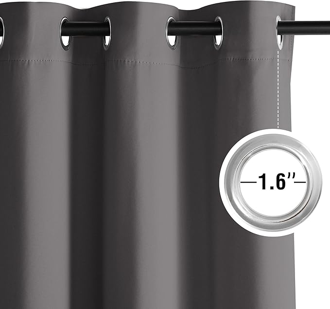 NICETOWN Room Darkening Draperies Curtains Panels, 2 Panels Grey W52 x L72 - Image 4