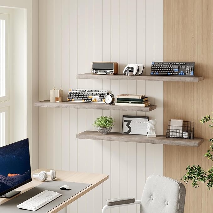 RALGEND Floating Shelves for Wall, 1.5" Thick Wall Shelf Set of 3 - Image 7
