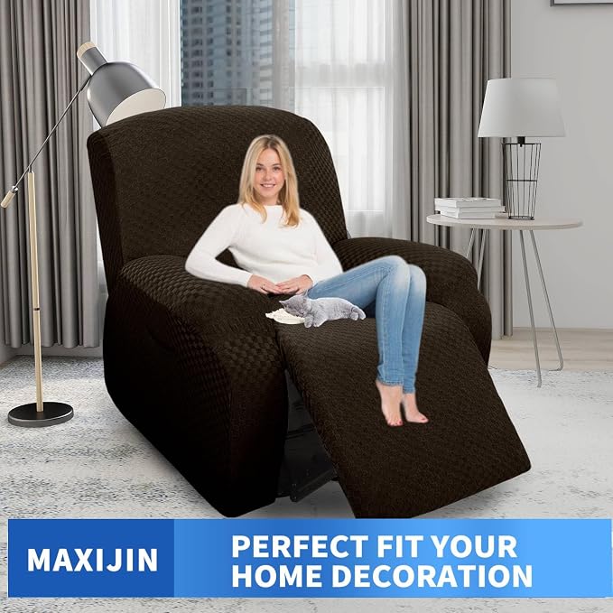 MAXIJIN Oversized Recliner Covers That Stay in Place 4 Pieces Stretch Large - Image 2
