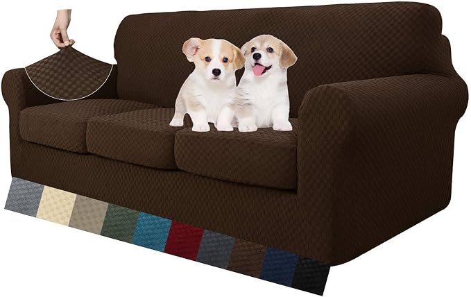 MAXIJIN 4 Piece Couch Covers for 3 Cushion Couch Super Stretch Non Slip Couch by MAXIJIN