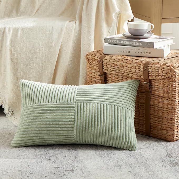 Fancy Homi 2 Packs Sage Green Lumbar Decorative Throw Pillow Covers 16x28 Inch - Image 2