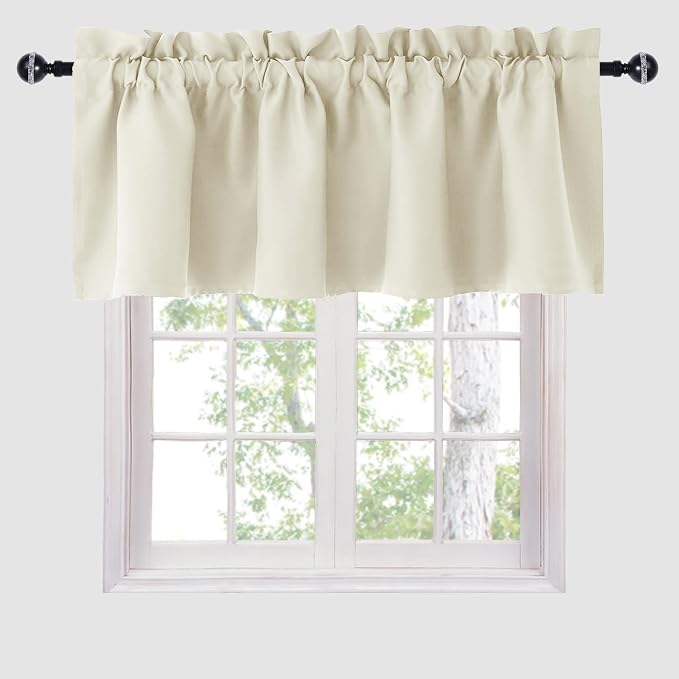 Hiasan Valance Curtains for Kitchen Blackout Thermal Insulated Solid Window - Image 7