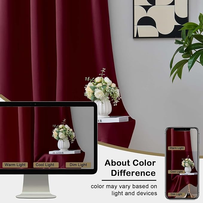 OVZME Christmas Burgundy Blackout Curtains - Image 7