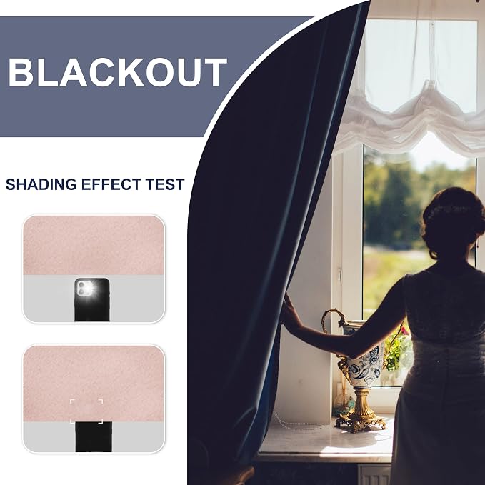 JIUZHEN Blush Pink Blackout Curtains - Image 2