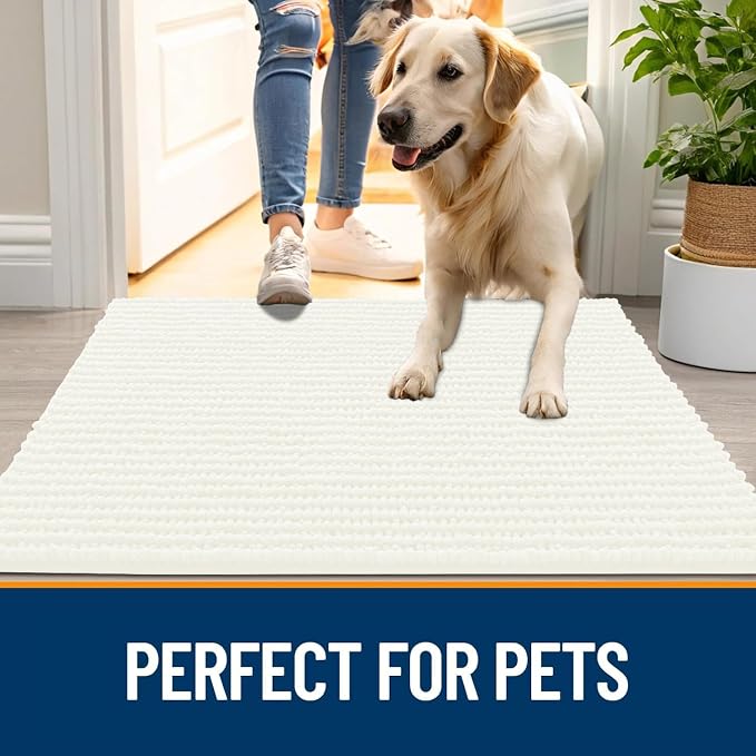 OLANLY Dog Door Mat for Muddy Paws 44x32, Ultra Absorbent Chenille Mud Doormat - Image 6