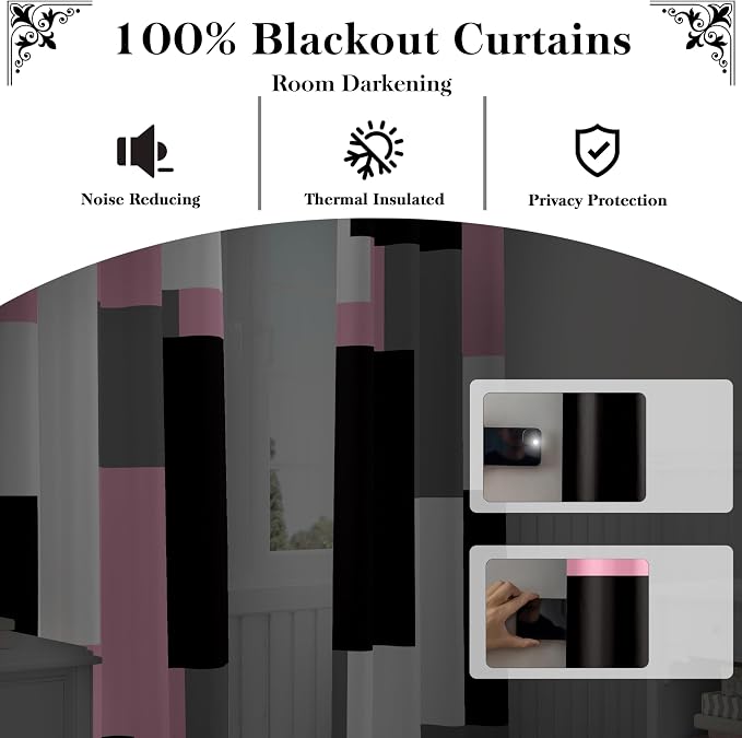 Tyrot Pink 100% Blackout Curtains - Image 3