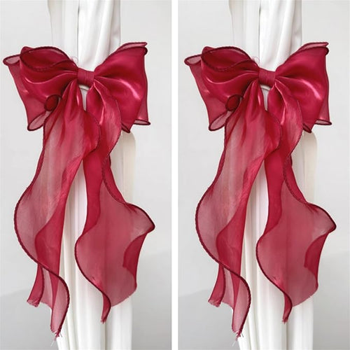 2 Pack French Silky Bow Curtain Tiebacks, Elegant Lace Ribbon by Unknown
