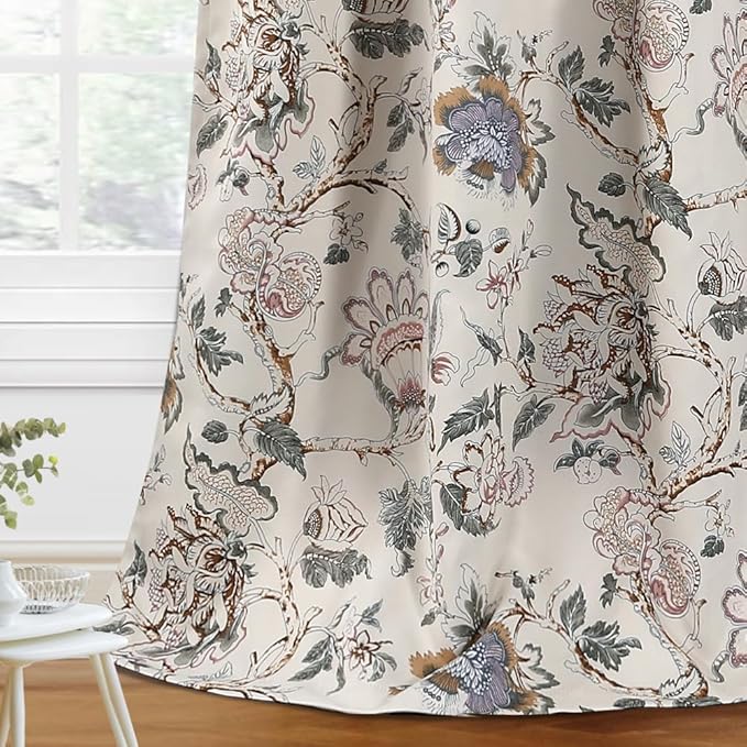 H.VERSAILTEX Blackout Curtains 108 Inch Length 2 Panels Set Floral Print by HVERSAILTEX
