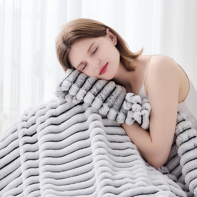 NEWCOSPLAY Super Soft Twin Blanket Black and White Premium Silky Flannel Fleece - Image 4