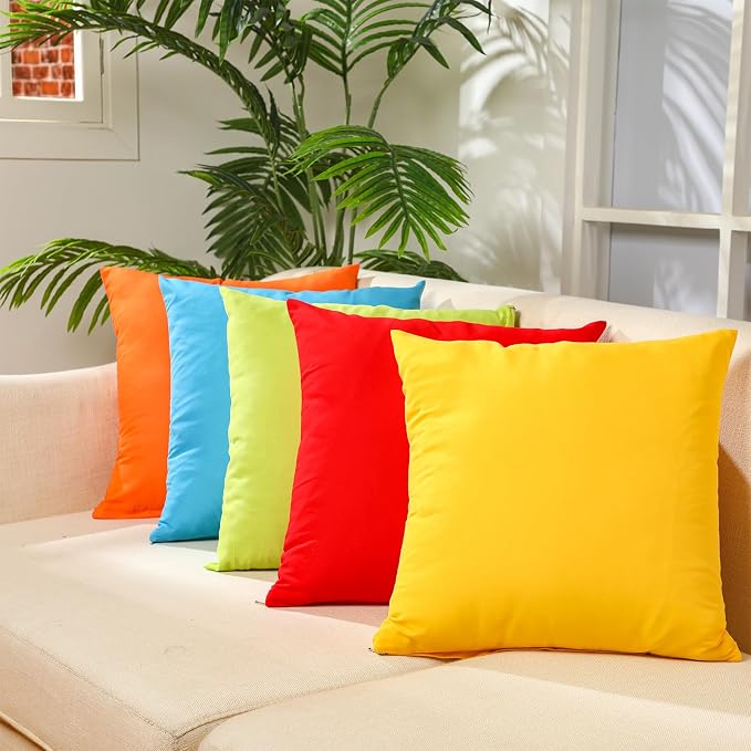 Preboun 8 Pcs 18 x 18 Inch Fresh Colors Decorative Throw Pillow Covers Mixed - Image 4