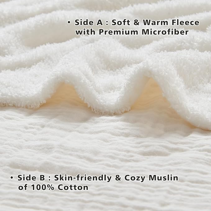 EMME Muslin and Fleece Queen Blanket Reversible - Image 3