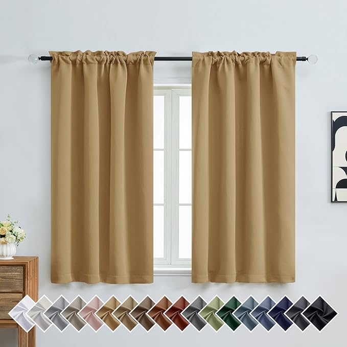 OVZME Gold Short Blackout Curtains by OVZME