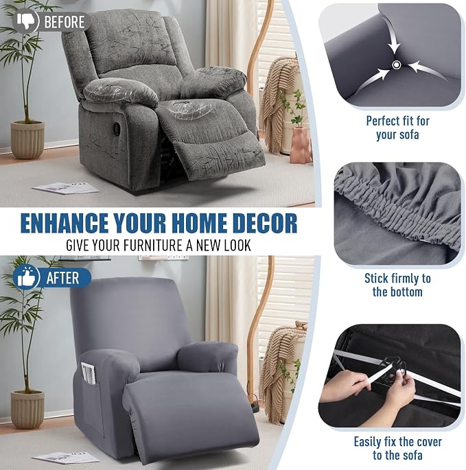 TAOCOCO Stretch Recliner Couch Covers 3-Pieces Style Recliner Chair Covers - Image 5