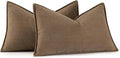 MIULEE Pack of 2 Dark Brwon Decorative Lumbar Pillow Covers 12x20 Inch Soft by MIULEE
