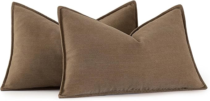 MIULEE Pack of 2 Dark Brwon Decorative Lumbar Pillow Covers 12x20 Inch Soft by MIULEE