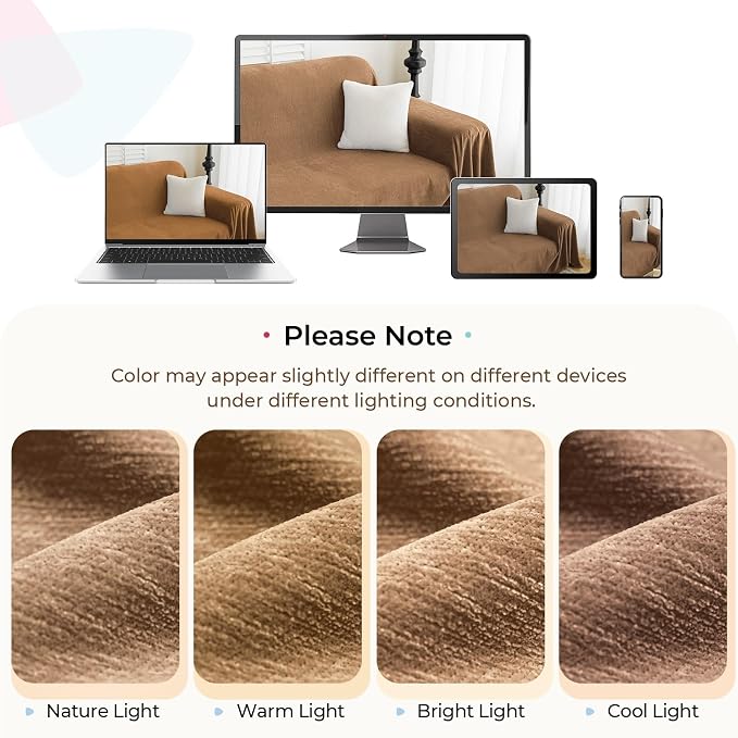 CAPALOCA Sectional Couch Covers, 2 Pieces Chenille Sofa Cover L Shaped Couch - Image 6