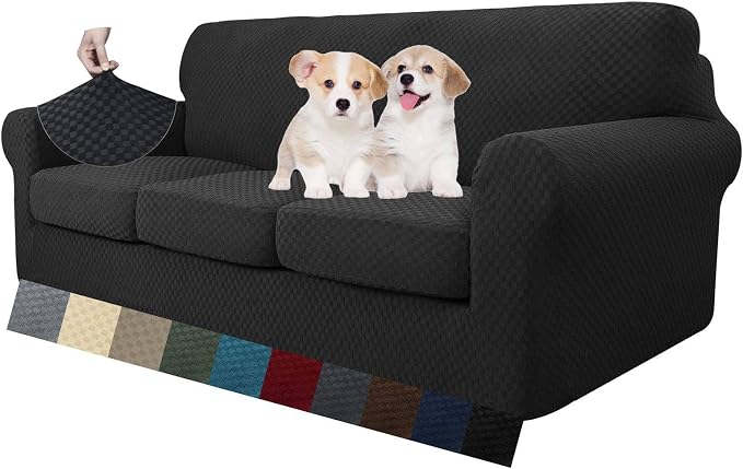 MAXIJIN 4 Piece Couch Covers for 3 Cushion Couch Super Stretch Non Slip Couch by MAXIJIN