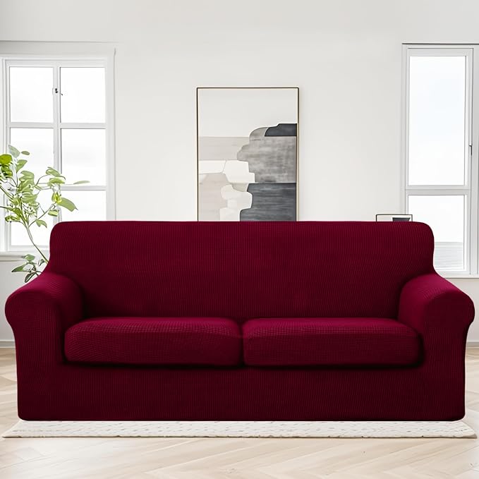 U-NICE HOME 3 Pieces Stretch Couch Cover Sofa Cover Washable Sofa Slipcover - Image 2