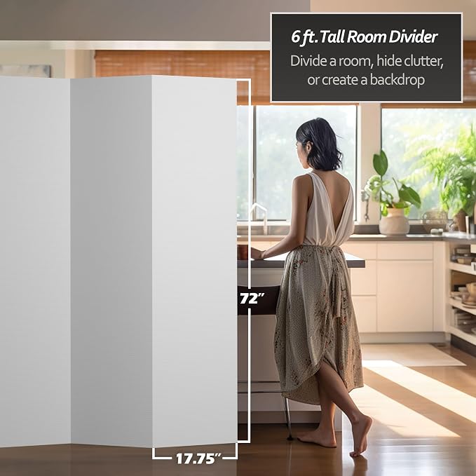 6 ft. Tall White Temporary Cardboard Folding Screen - Image 5