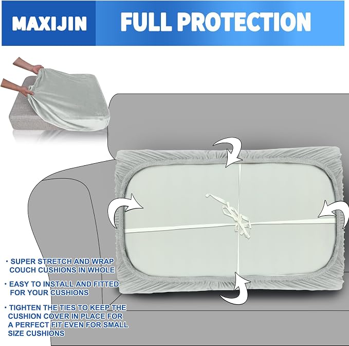 MAXIJIN Velvet Stretch Couch Cushion Covers Soft Loveseat Cushion Cover - Image 4