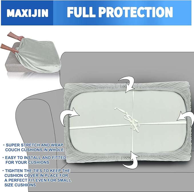 MAXIJIN Velvet Stretch Seat Cushion Covers Couch Cushion Cover - Image 4
