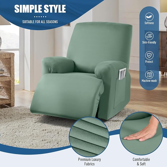 TAOCOCO Stretch Recliner Chair Covers 3-Pieces Solid Furniture Covers Recliner - Image 3