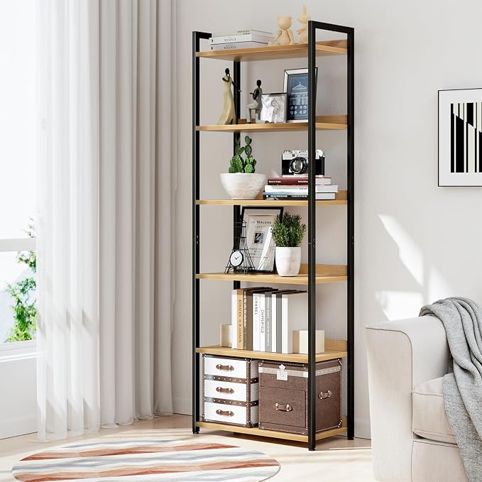 NUMENN Bookshelf, 6 Tier Bookshelves, Home Office Bookcase Shelf Storage - Image 2