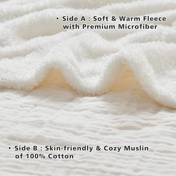 EMME Muslin and Fleece Twin Blanket Reversible - Image 2