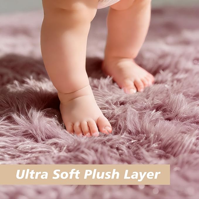 6x9 Fluffy Area Rug for Living Room, Shag Area Rugs for Bedroom, Blush Soft - Image 2